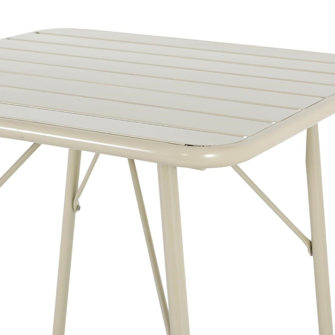 Bolero Amalfi Square Slatted Steel Folding Table Taupe 700x700mm