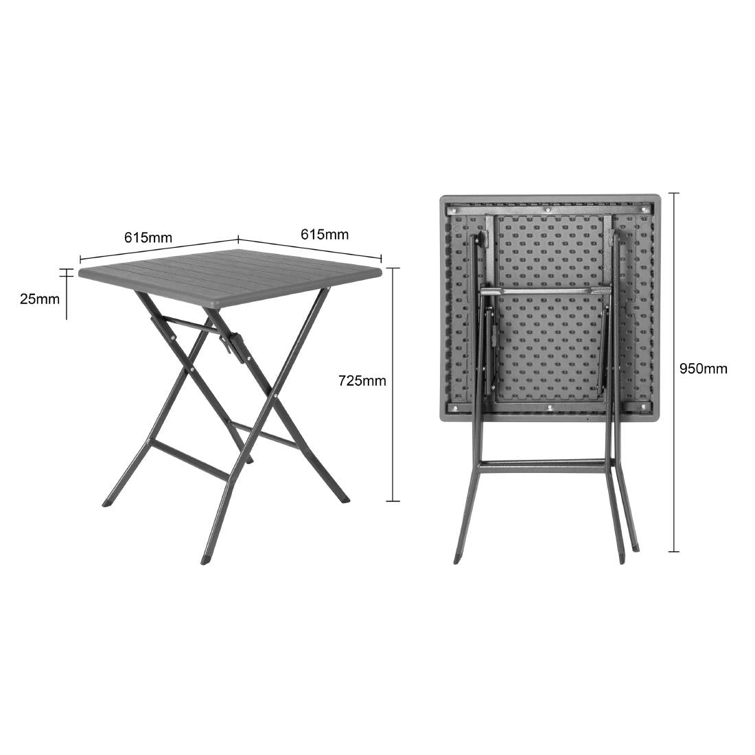 Bolero Square Folding HDPE Table Wood Effect 620mm