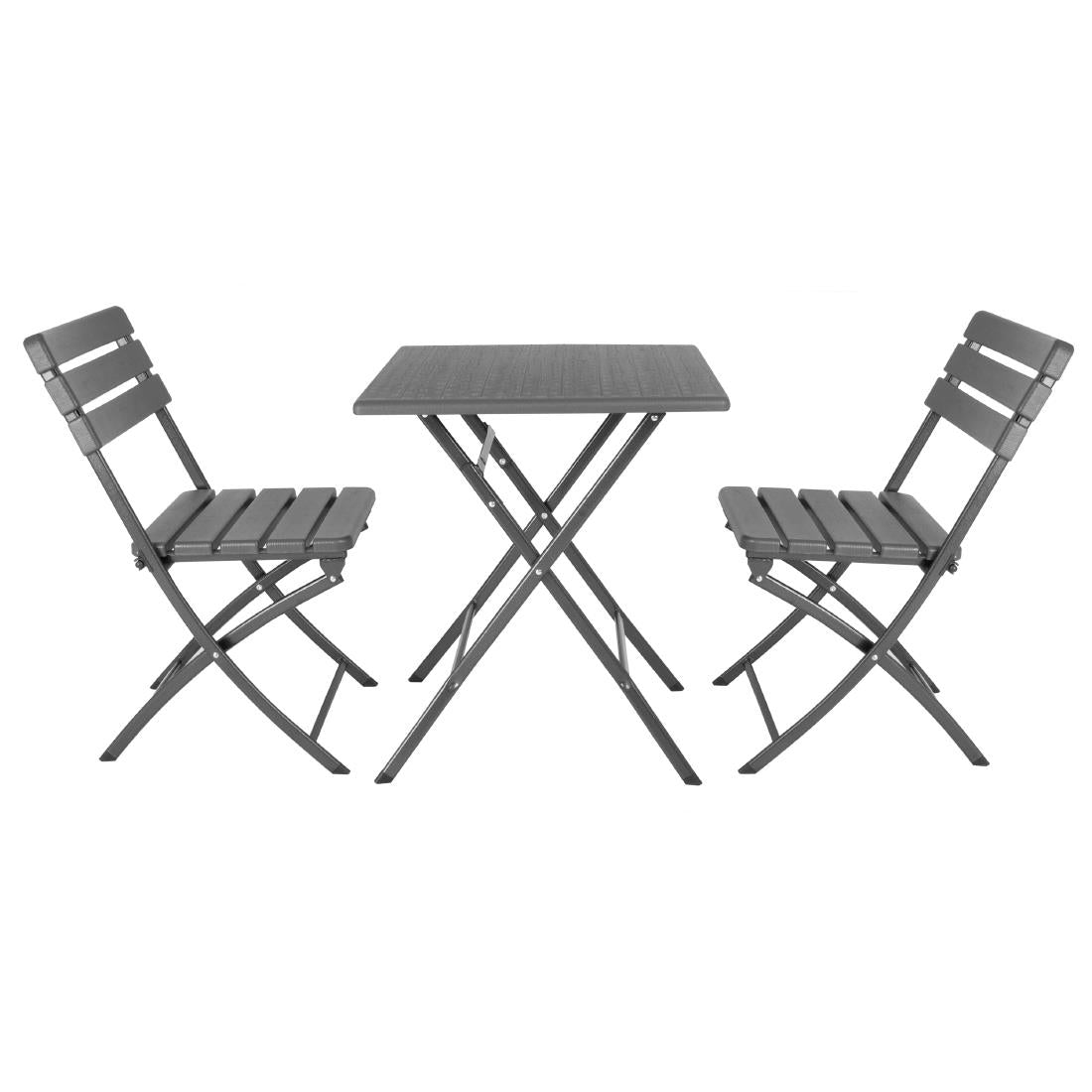 Bolero Folding Chairs Grey Wood Effect (2 Pack)