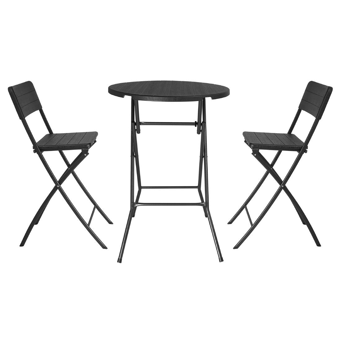 Bolero Folding HDPE Bar Table Wood Effect Black 800mm