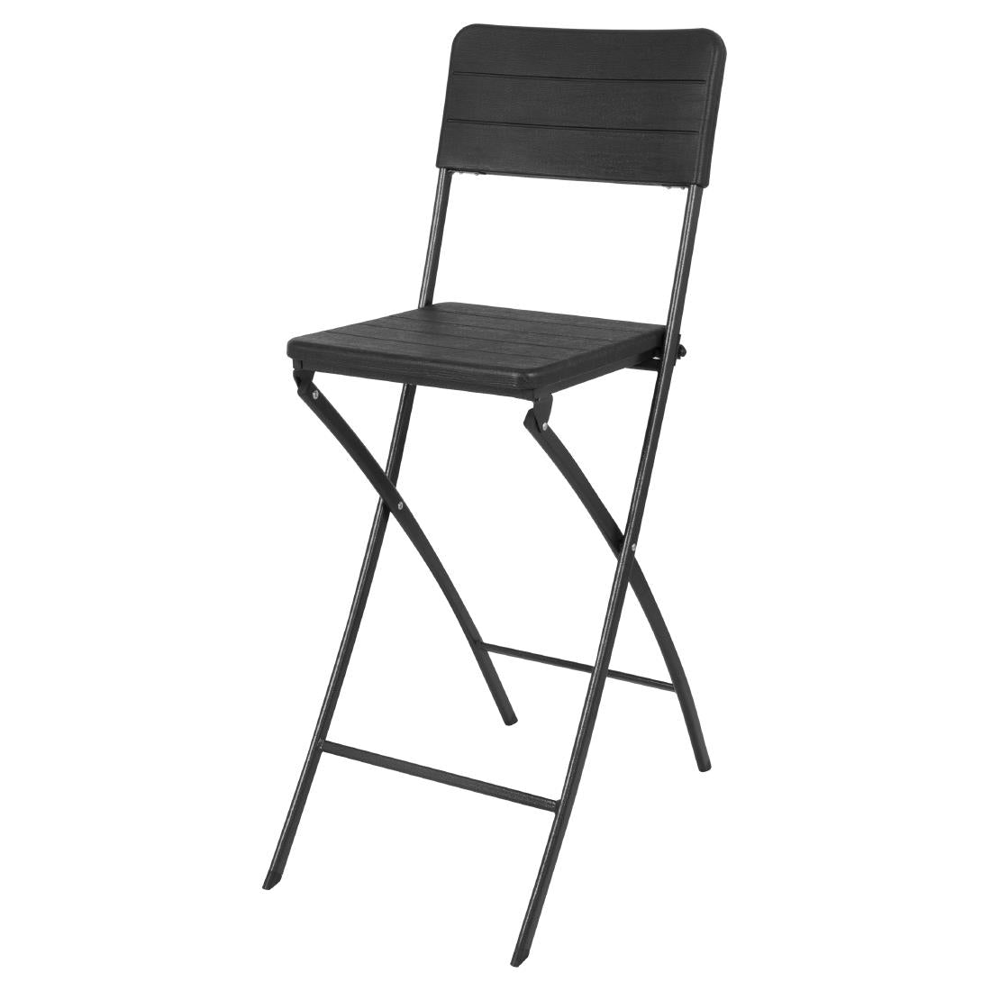 Bolero Folding Bar Chairs Black Wood-Effect (2 Pack)