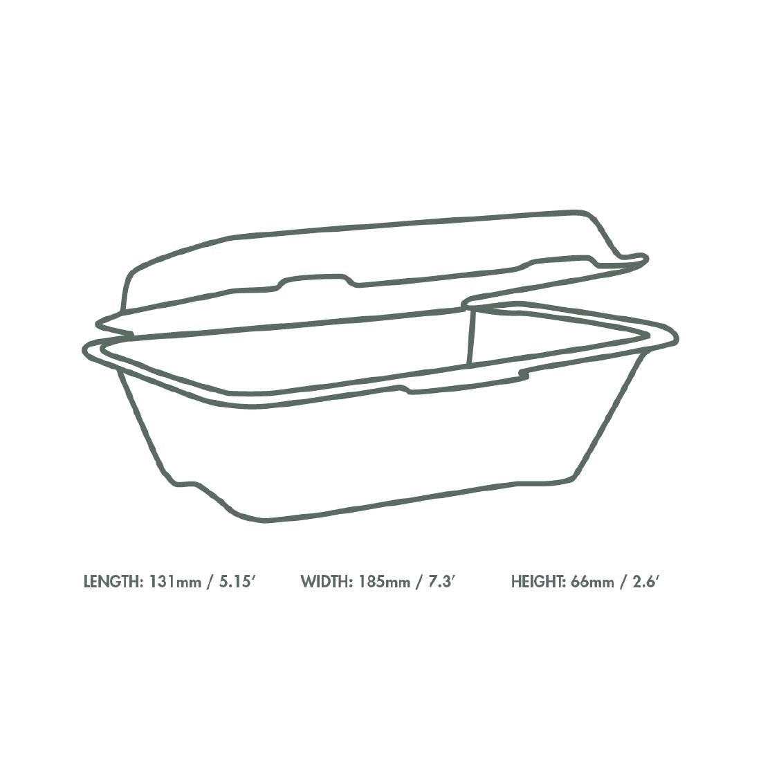 Vegware Compostable Bagasse Clamshell Hinged Meal Boxes 7"x 5" (500 Pack)