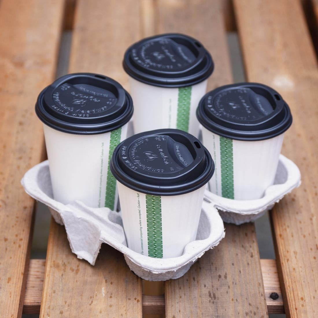 Vegware Moulded Pulp Fibre Splitable 4-Cup Carry Trays (160 Pack)