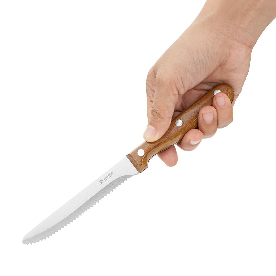 Olympia Rounded Steak Knives with Wood Effect Handles (12 Pack)
