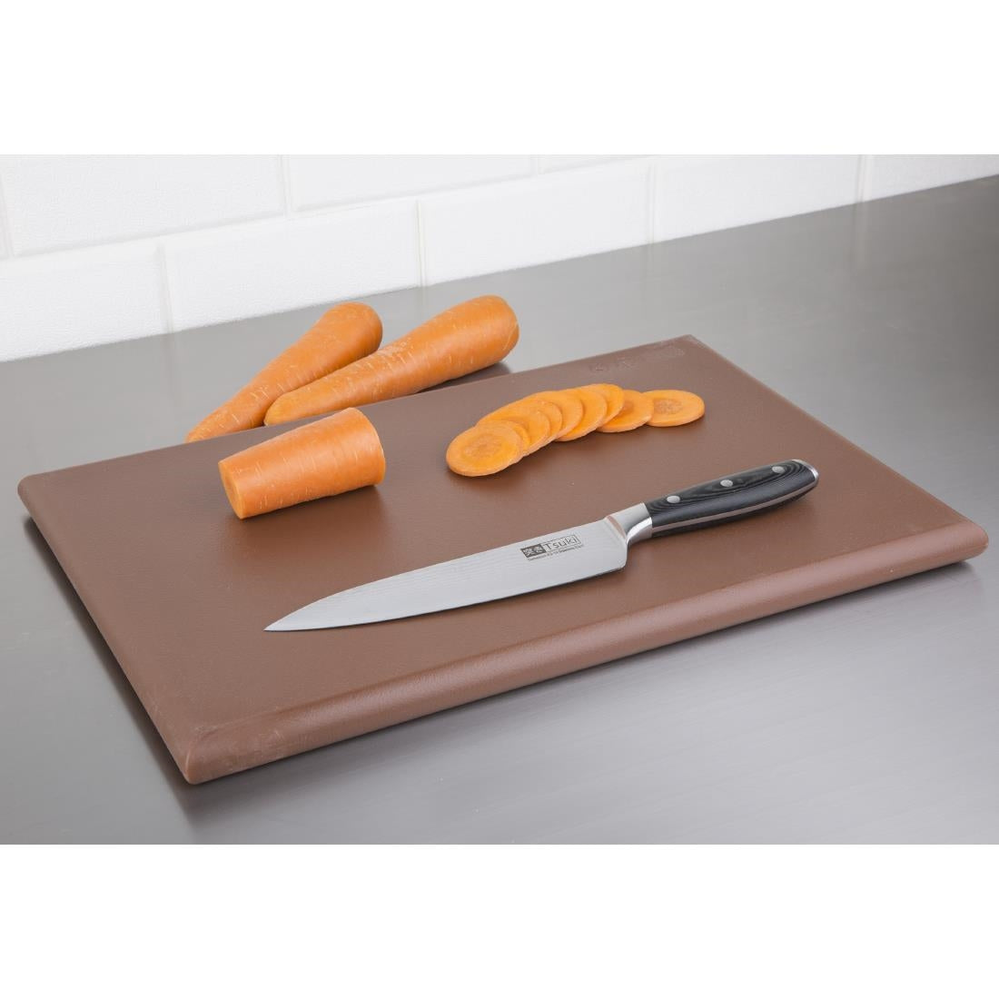 Hygiplas Thick High Density Brown Chopping Board Standard 450x300x25mm