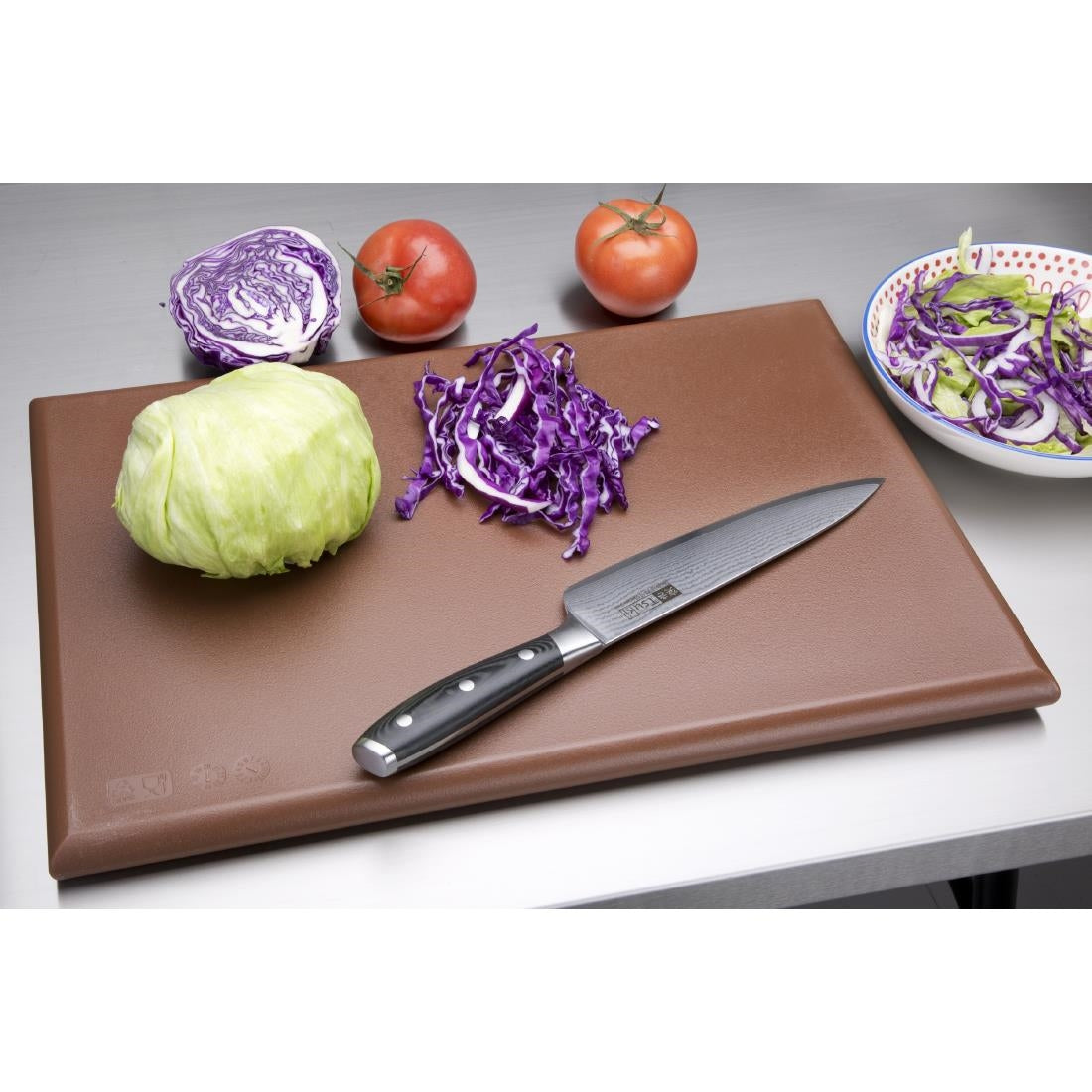 Hygiplas Thick High Density Brown Chopping Board Standard 450x300x25mm