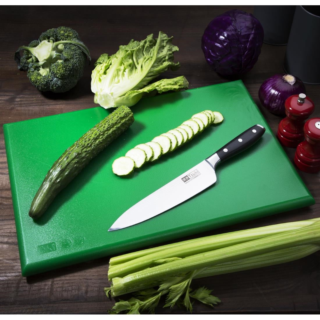 Hygiplas Thick High Density Green Chopping Board Standard 450x300x25mm