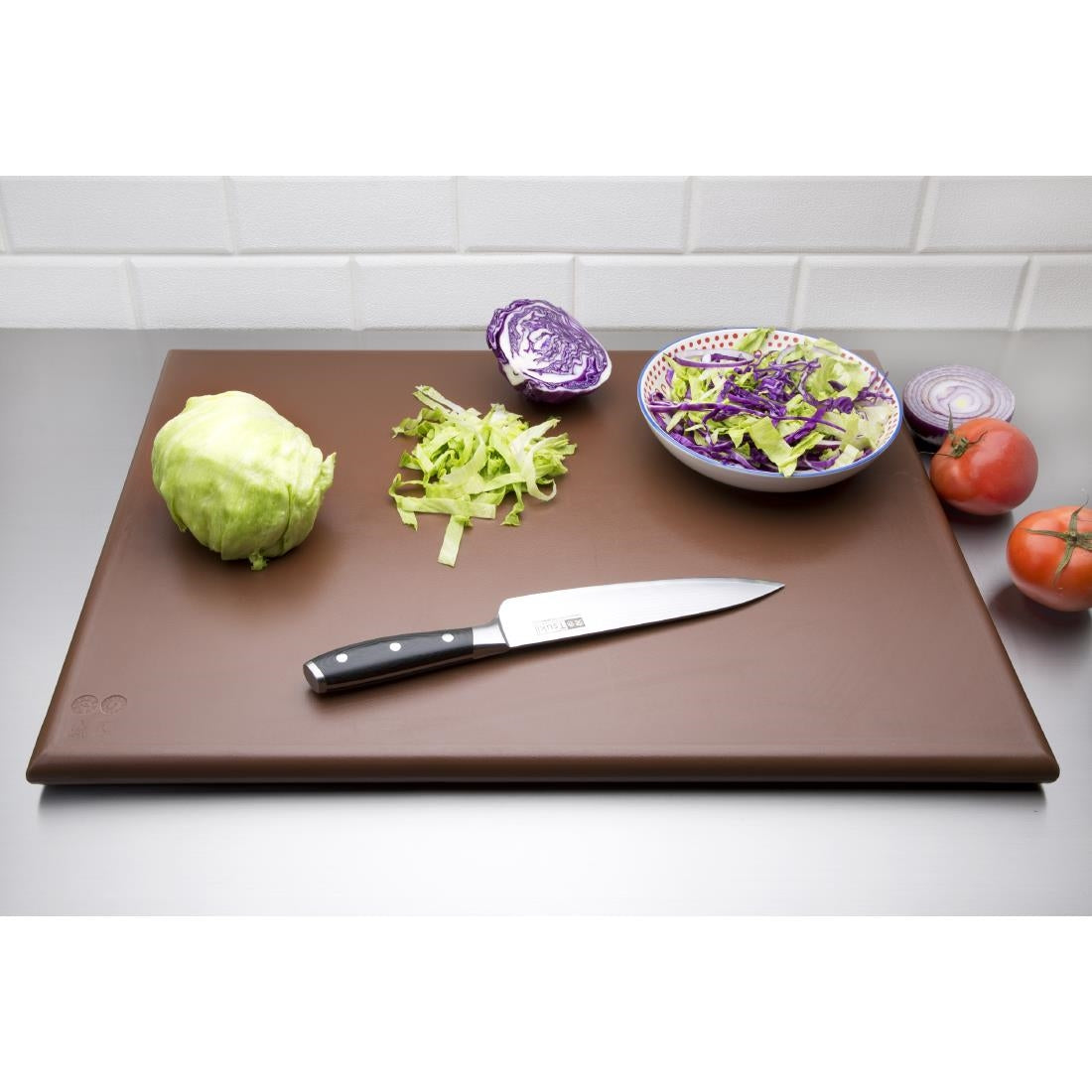Hygiplas Thick High Density Brown Chopping Board Large 600x450x25mm