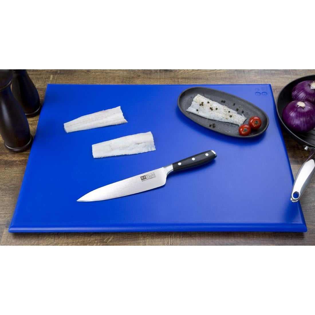 Hygiplas Thick High Density Blue Chopping Board Large 600x450x25mm