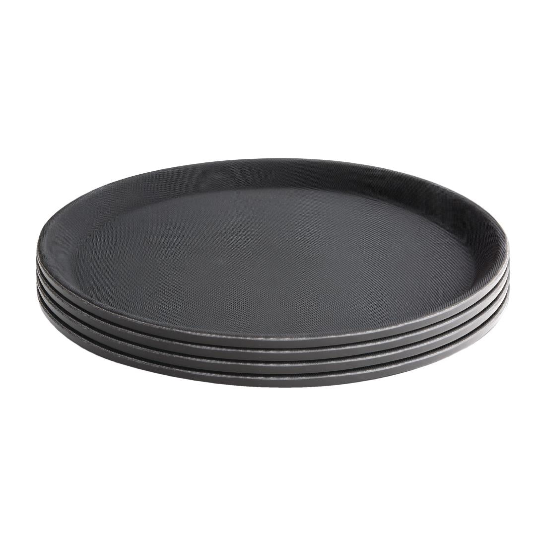 Olympia Kristallon Fibreglass Round Non-Slip Tray Black 280mm