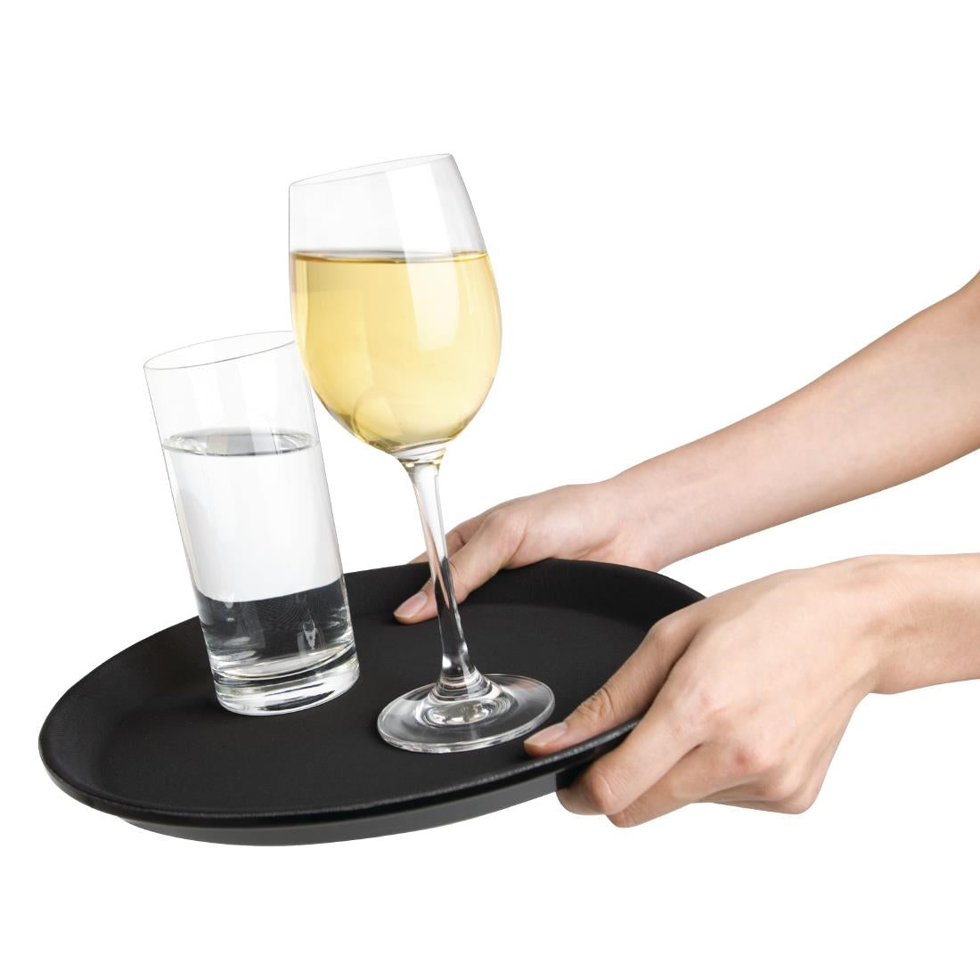 Olympia Kristallon Fibreglass Round Non-Slip Tray Black 280mm