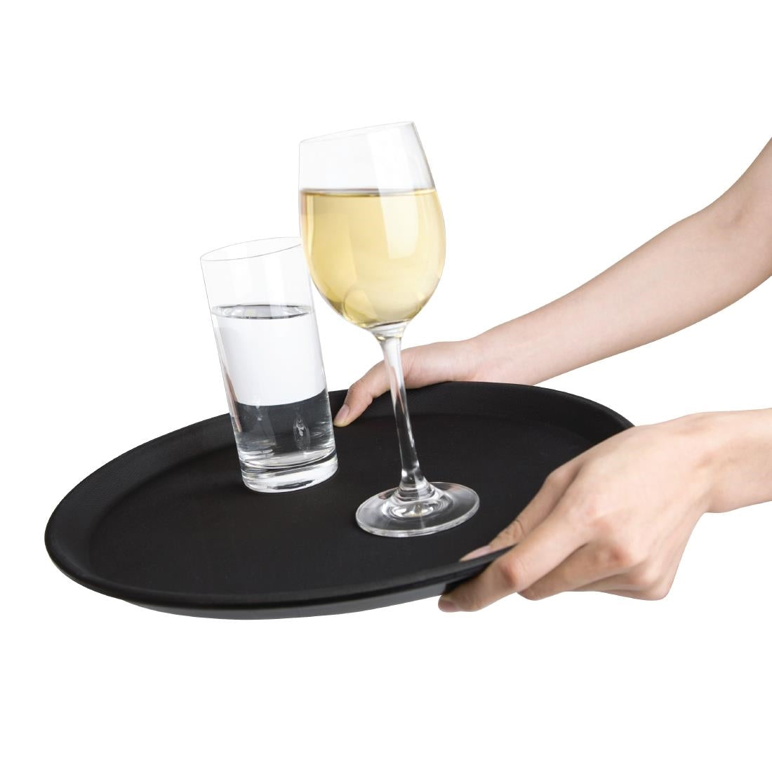 Olympia Kristallon Fibreglass Round Non-Slip Tray Black 356mm