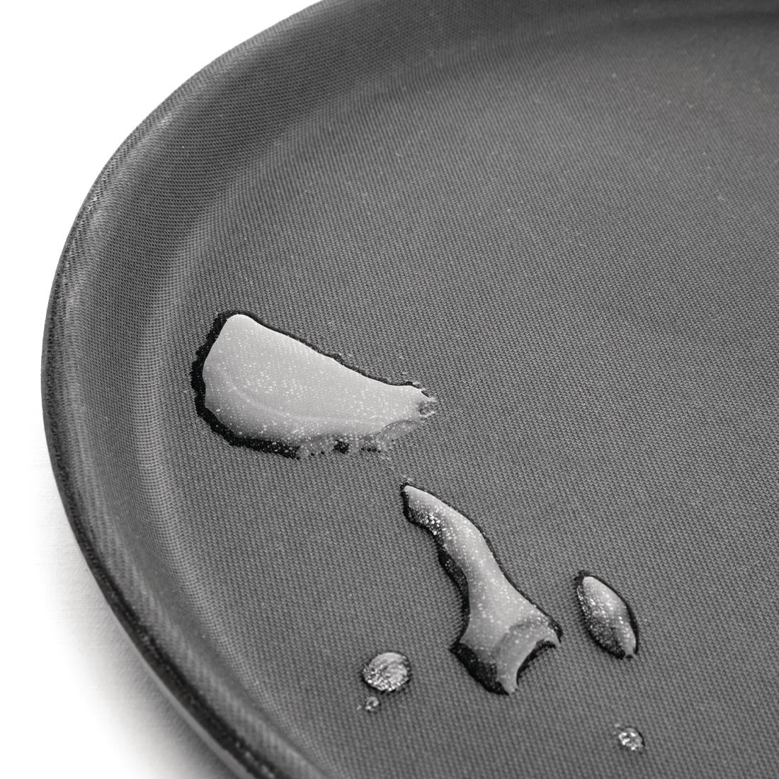 Olympia Kristallon Fibreglass Round Non-Slip Tray Black 406mm