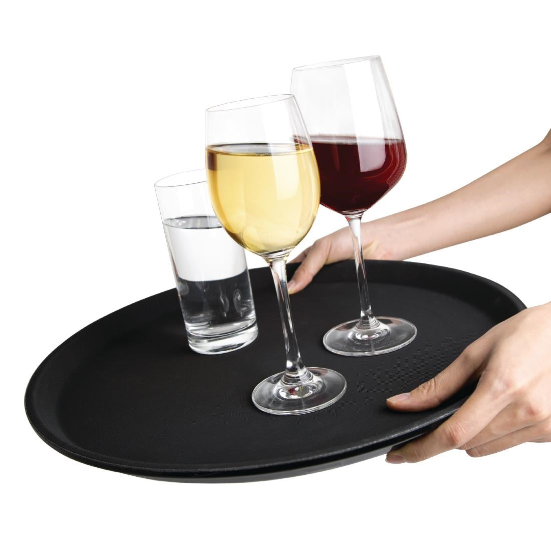 Olympia Kristallon Fibreglass Round Non-Slip Tray Black 406mm