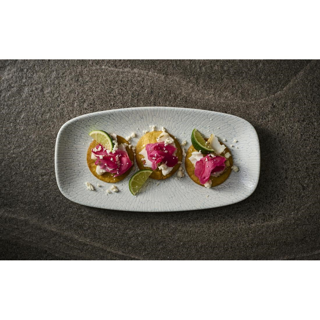 Churchill Delta Grey Oblong Plates 355x189mm (6 Pack)