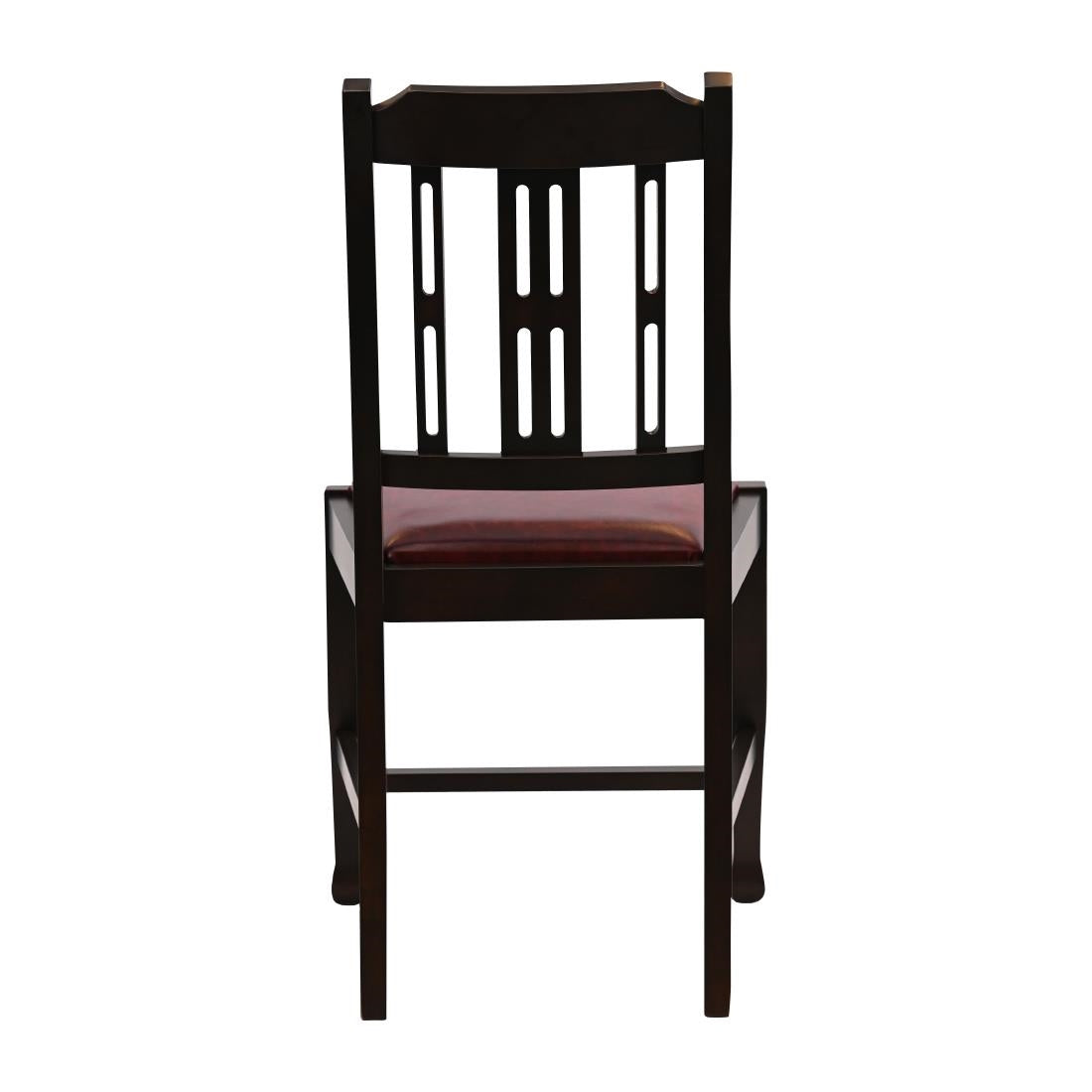 Lattice Back Dining Chairs in Dark Walnut with Bison Bordeaux Seat (6 Pack)
