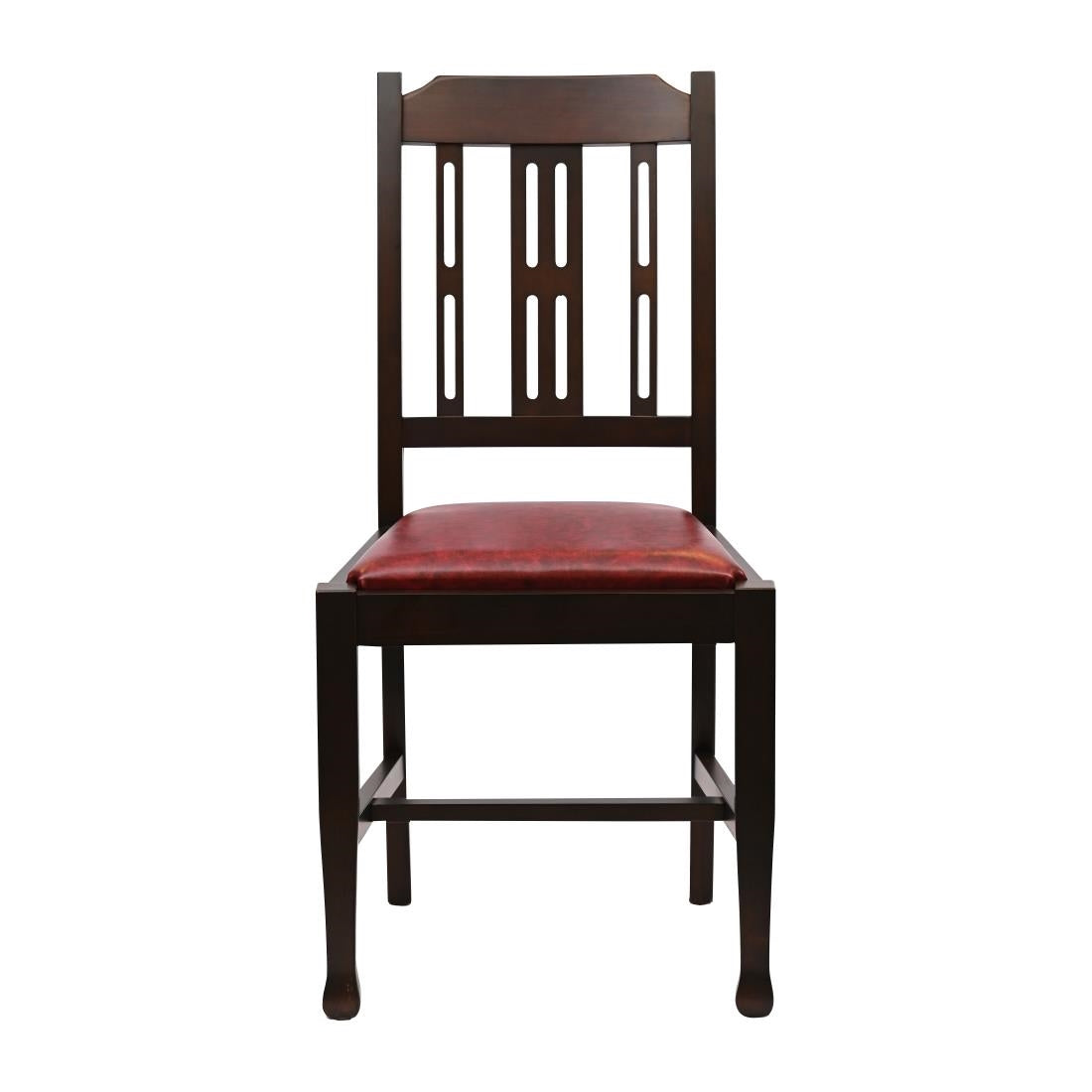 Lattice Back Dining Chairs in Dark Walnut with Bison Bordeaux Seat (6 Pack)