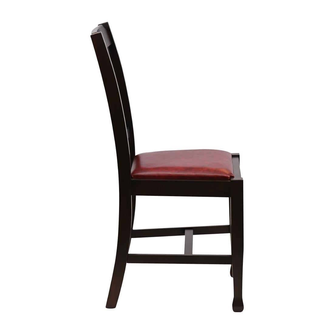 Lattice Back Dining Chairs in Dark Walnut with Bison Bordeaux Seat (6 Pack)