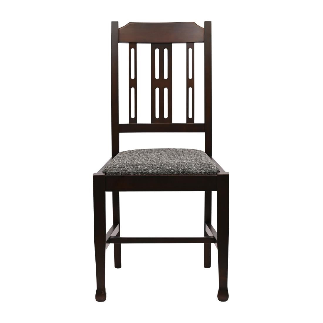Lattice Back Dining Chairs in Dark Walnut with Shetland Smoke Seat (6 Pack)