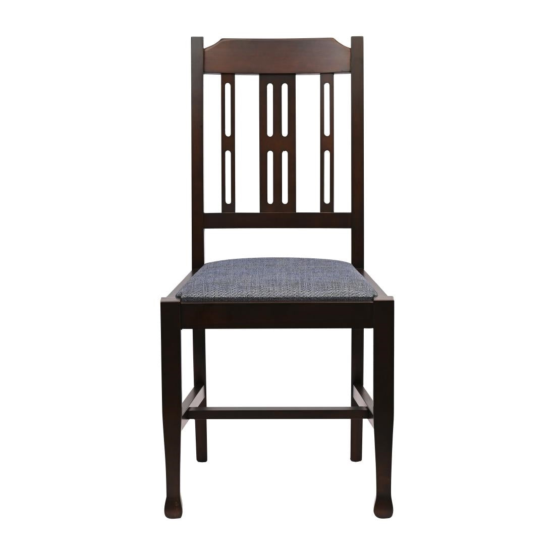 Lattice Back Dining Chairs in Dark Walnut with Shetland Sea Seat (6 Pack)