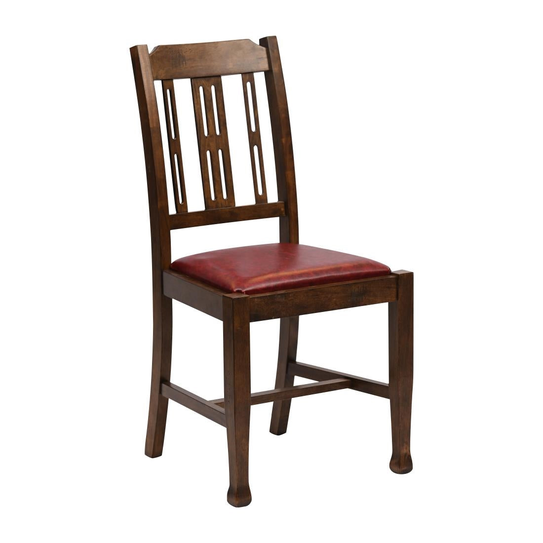 Lattice Back Dining Chairs in Vintage Wood with Bison Bordeaux Seat (6 Pack)