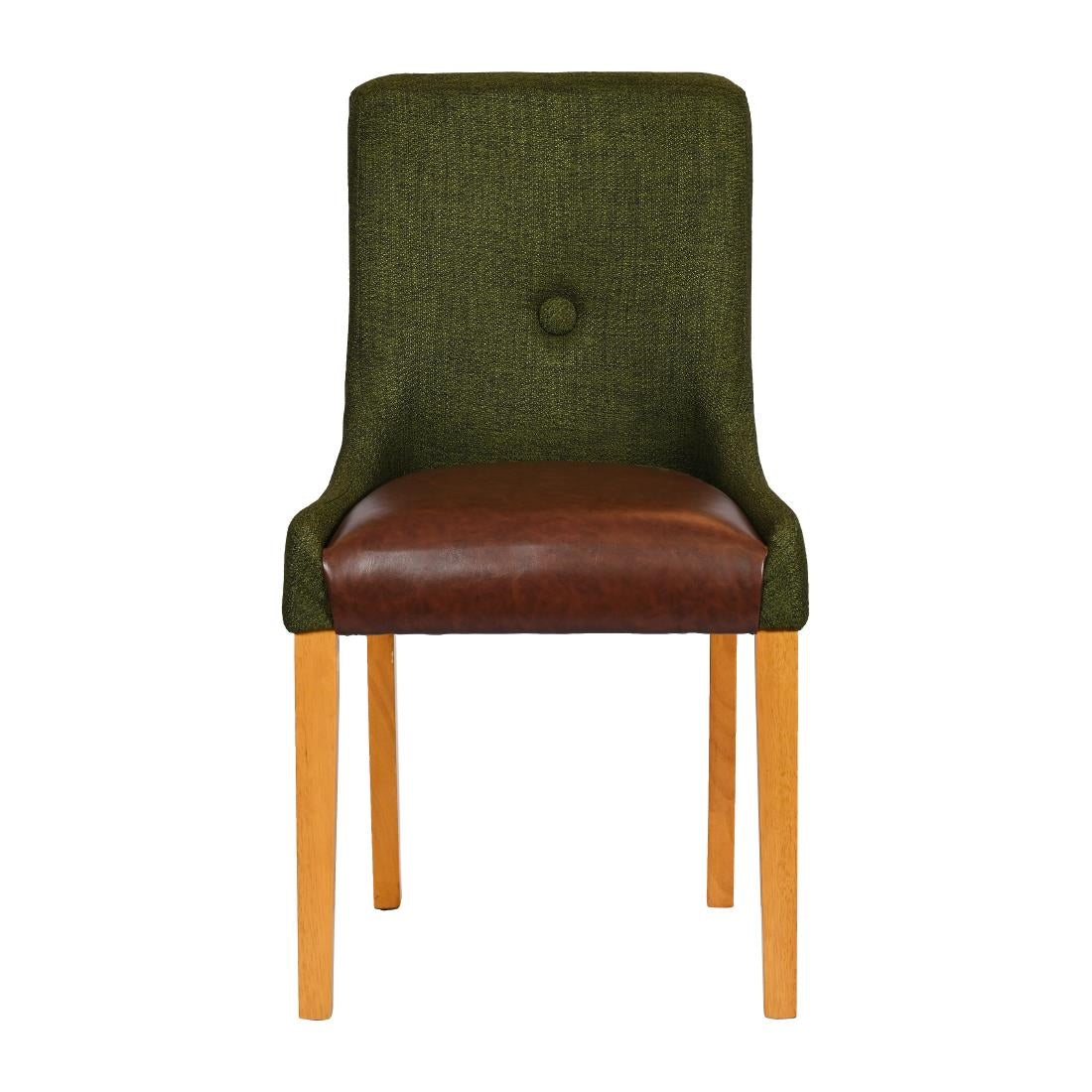 Bath Soft Oak Dining Chairs with Forest Back & Espresso Seat (6 Pack)