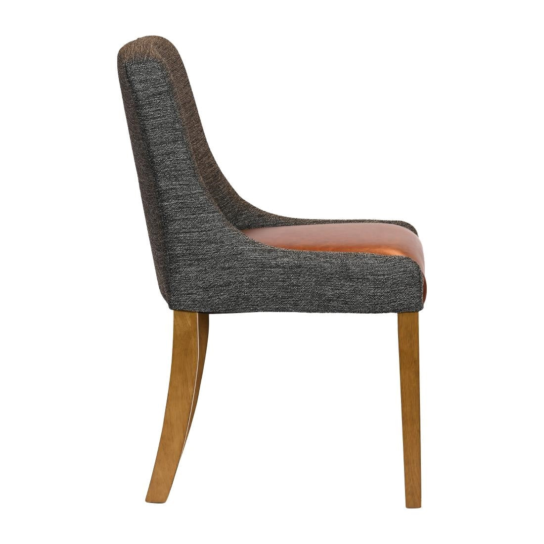 Bath Weathered Oak Dining Chairs with Smoke Back & Tan Seat (6 Pack)