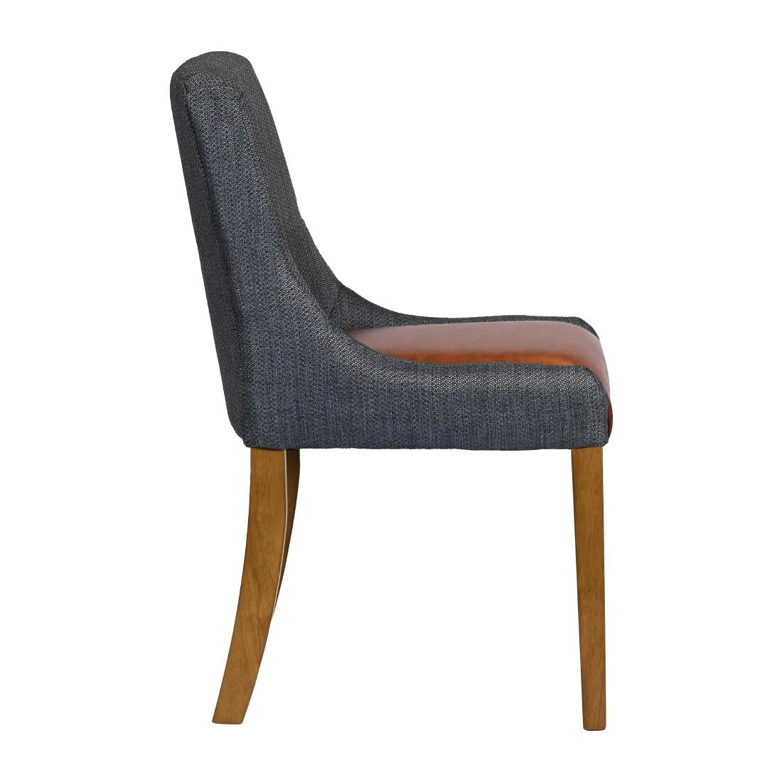 Bath Weathered Oak Dining Chairs with Sea Back & Tan Seat (6 Pack)