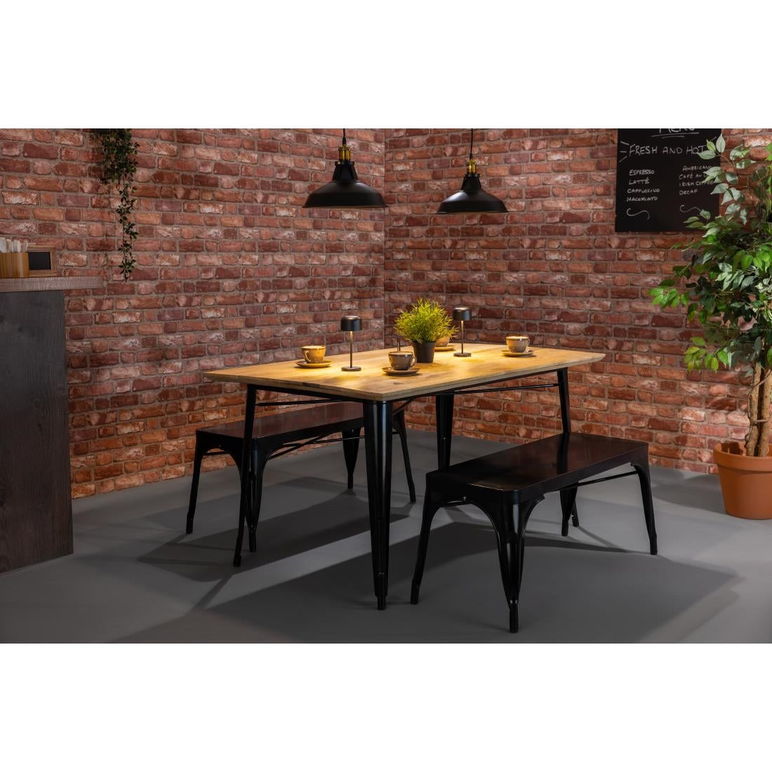 Bolero Bistro Metal Benches Black 1000mm (2 Pack)