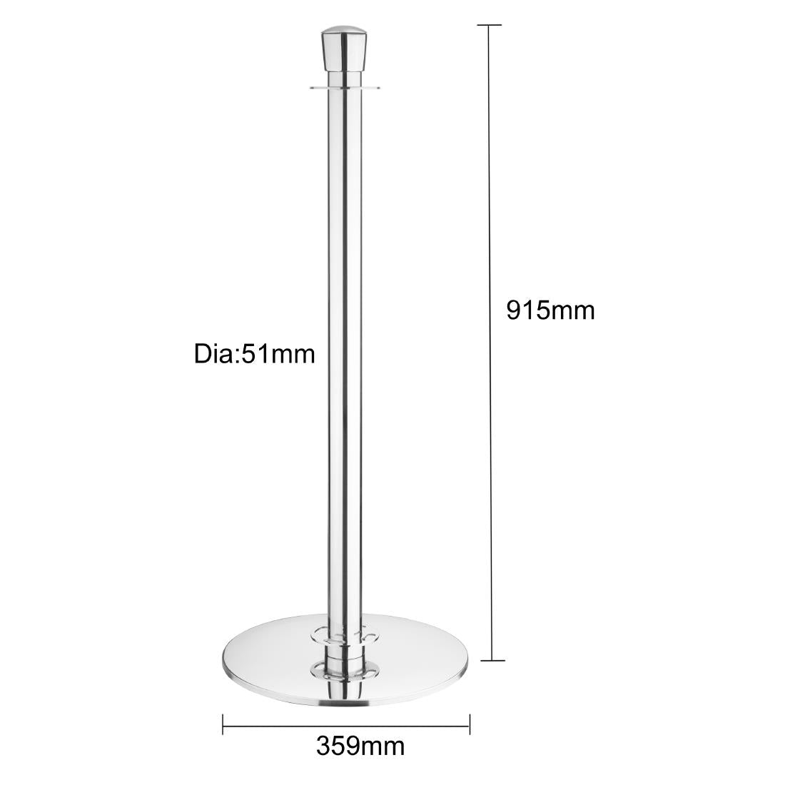 Bolero Flat Base Barrier Banner Posts Polished Stainless Steel (2 Pack)