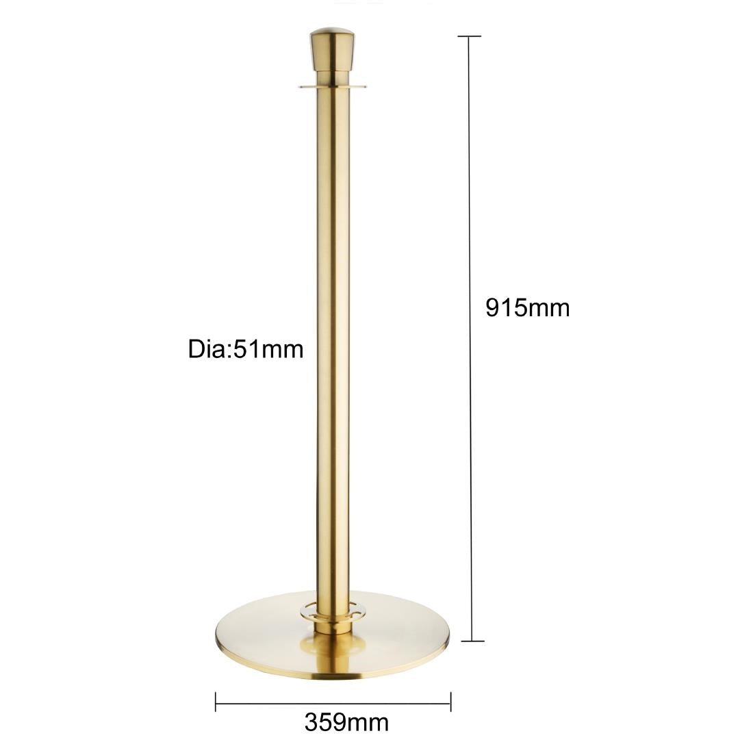 Bolero Flat Base Barrier Banner Posts Brushed Brass (2 Pack)