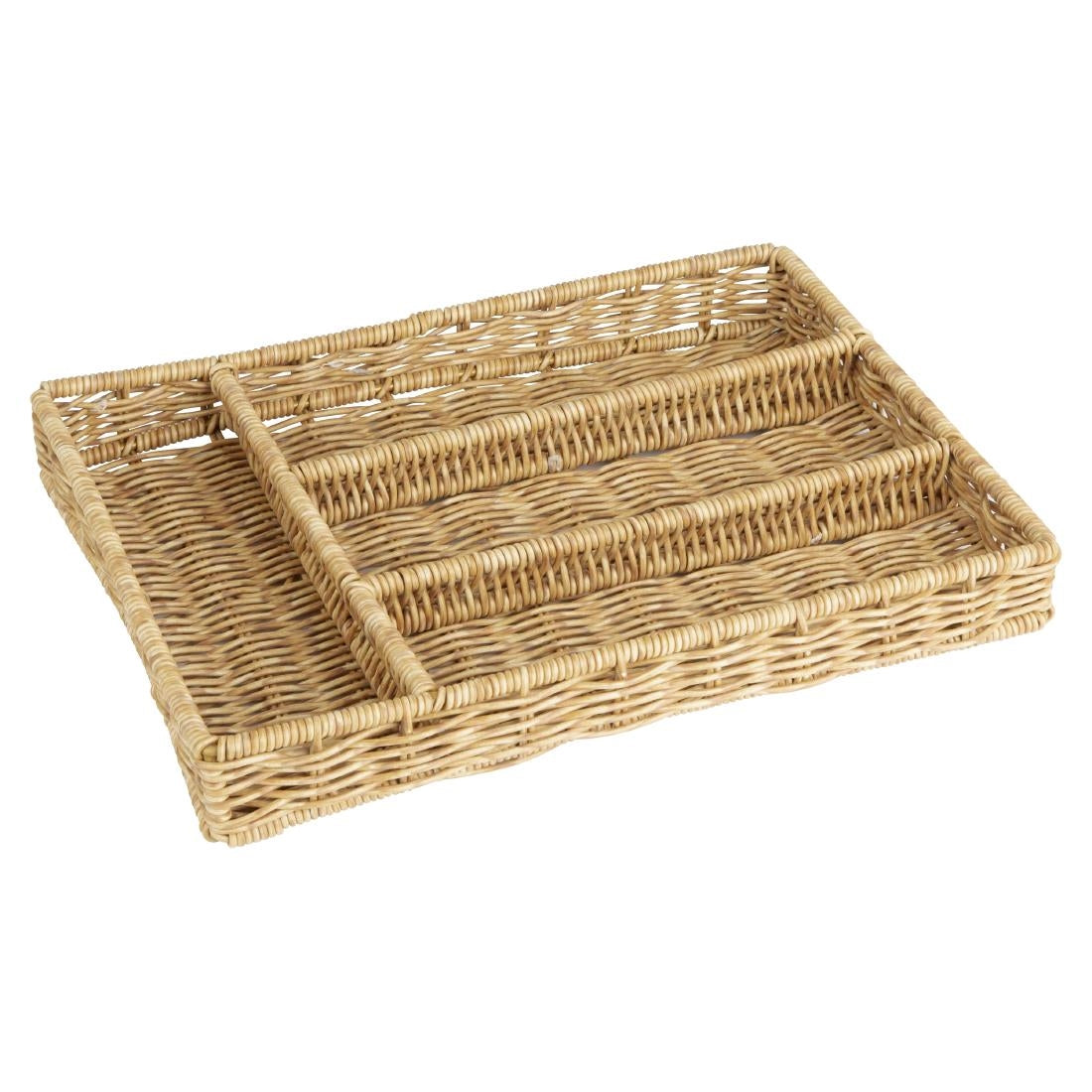 Olympia Polywicker Cutlery Organiser Light Brown 340x250mm