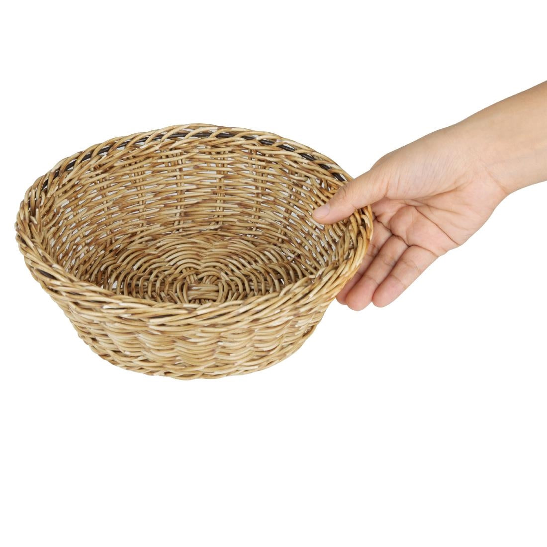 Olympia Polywicker Round Basket Light Brown 220mm