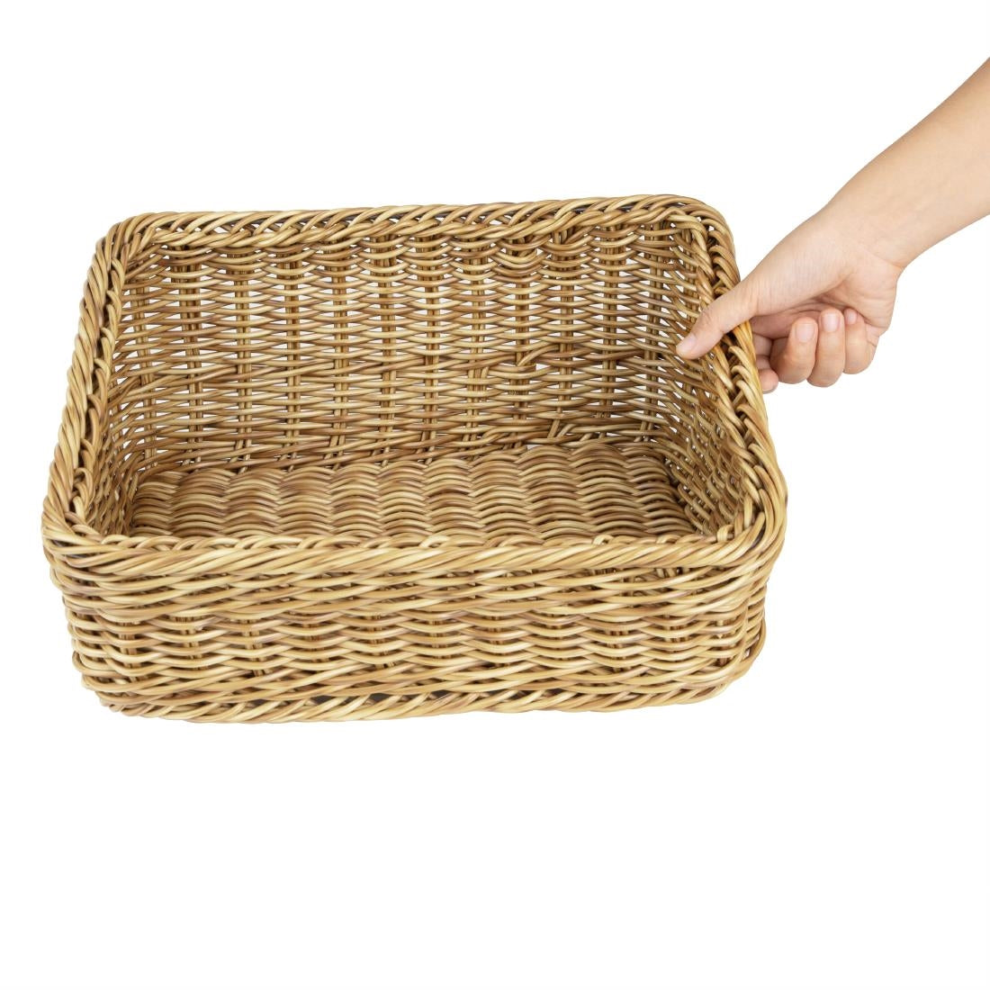 Olympia Polywicker Rectangular Display Basket Light Brown 360x300mm