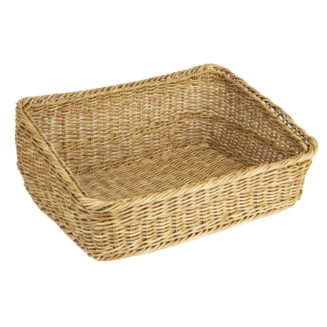 Olympia Polywicker Rectangular Display Basket Light Brown 525x385mm