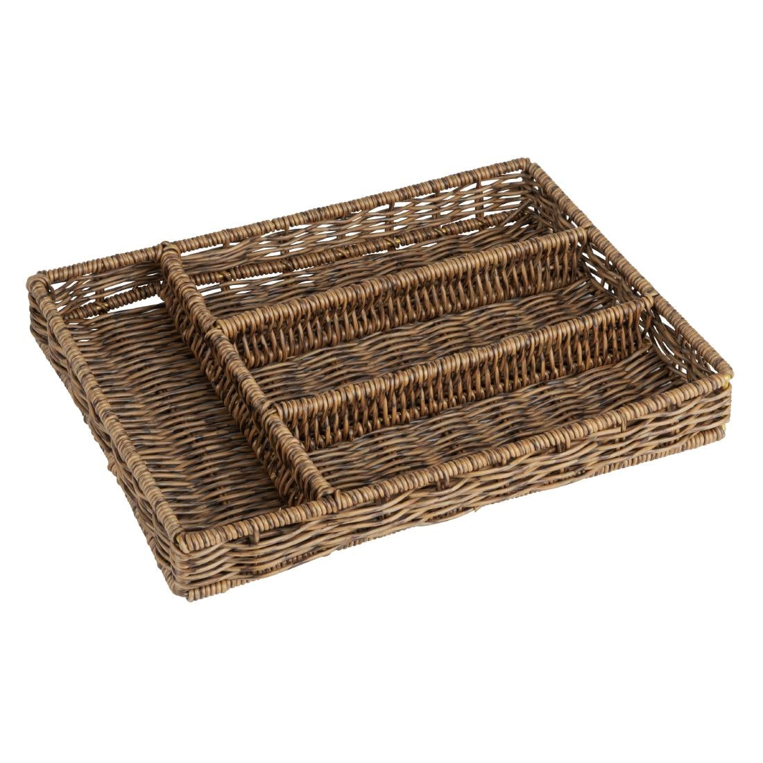 Olympia Polywicker Cutlery Organiser Dark Brown 340x250mm