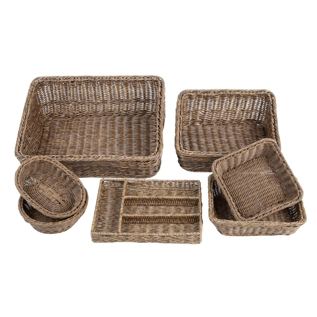 Olympia Polywicker Cutlery Organiser Dark Brown 340x250mm