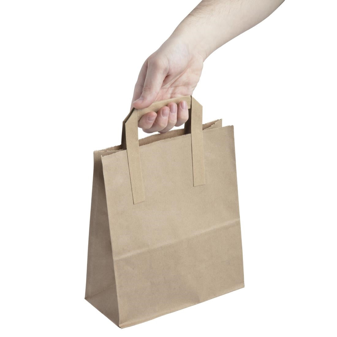 Fiesta Recyclable Flat Handle Brown Paper Bags Medium (250 Pack)