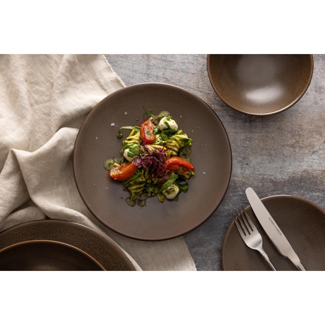 Olympia Ember Coupe Plates Mahogany 230mm (6 Pack)