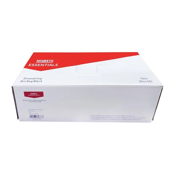Nisbets Essentials Medium Duty Bin Bags Black 70Ltr (50 Pack)