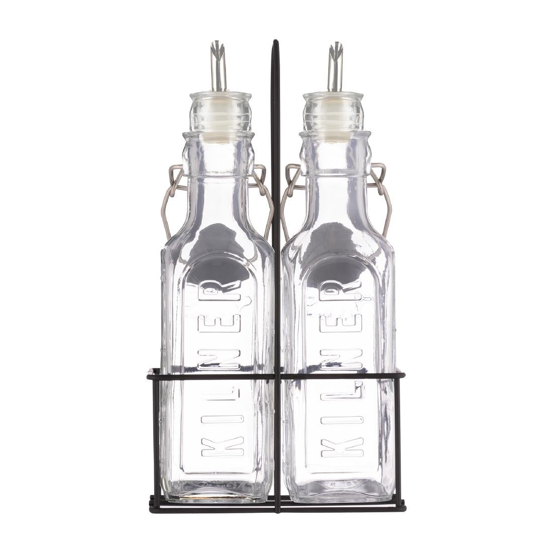 Kilner Oil Bottles and Metal Rack 300ml (2 Pack)