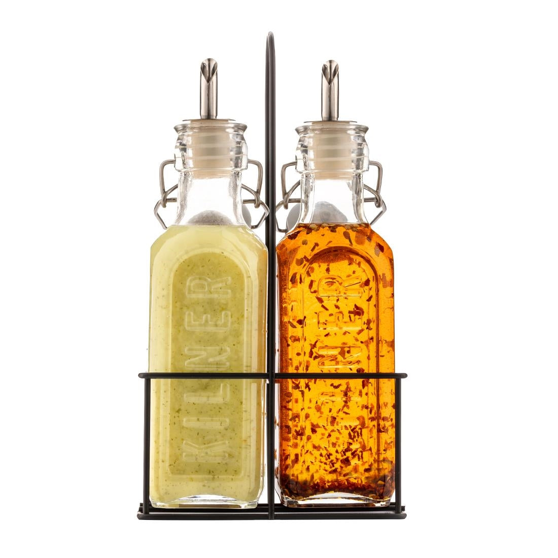 Kilner Oil Bottles and Metal Rack 300ml (2 Pack)