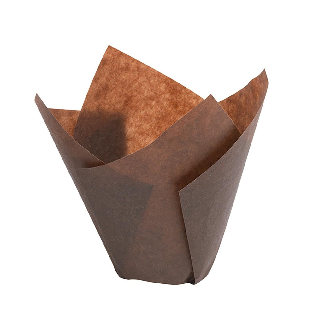 Matfer Bourgeat Tulip Muffin Cases Brown 80x50mm (200 Pack)