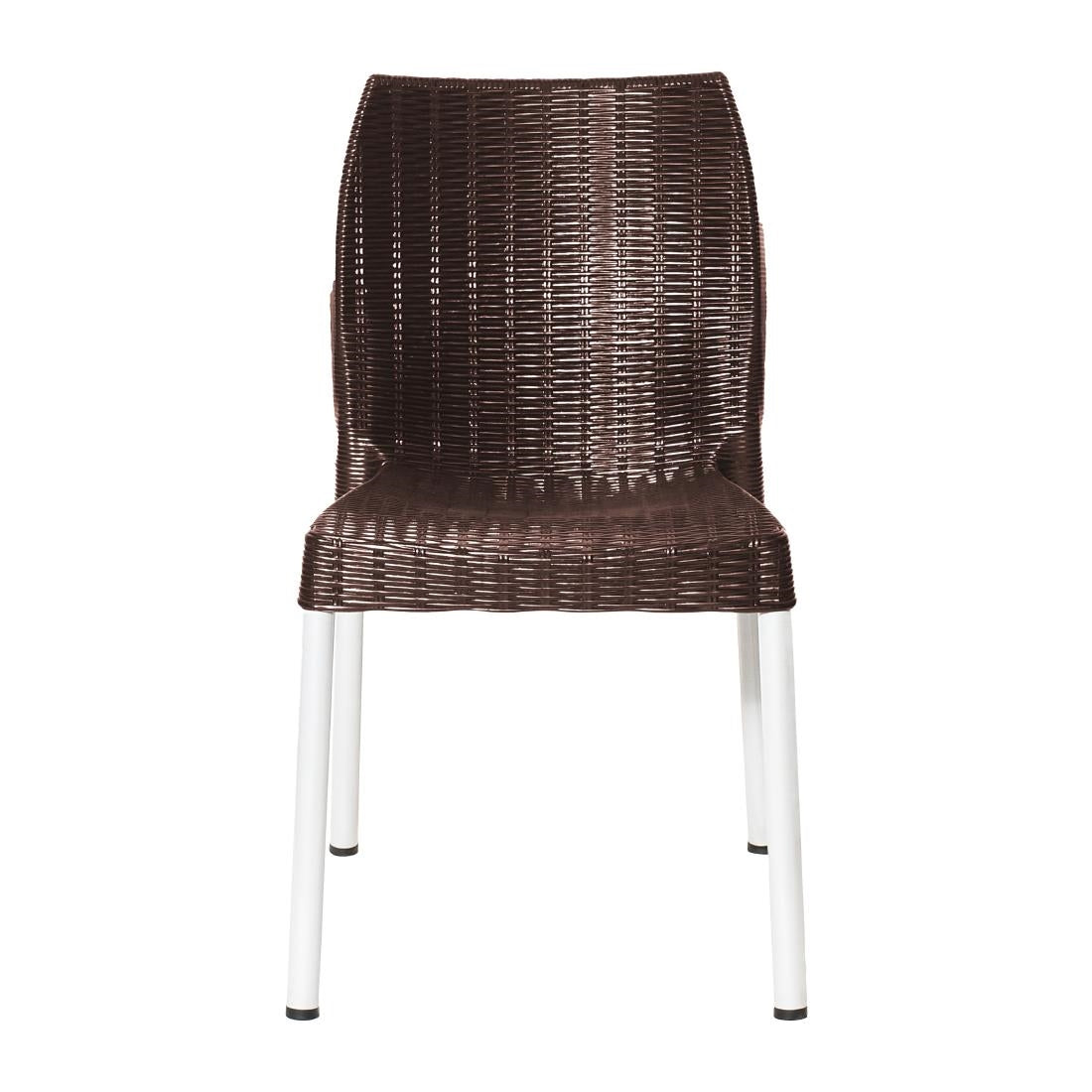 Bolero Elements Polypropylene Rattan Side Chairs Dark Brown (4 Pack)