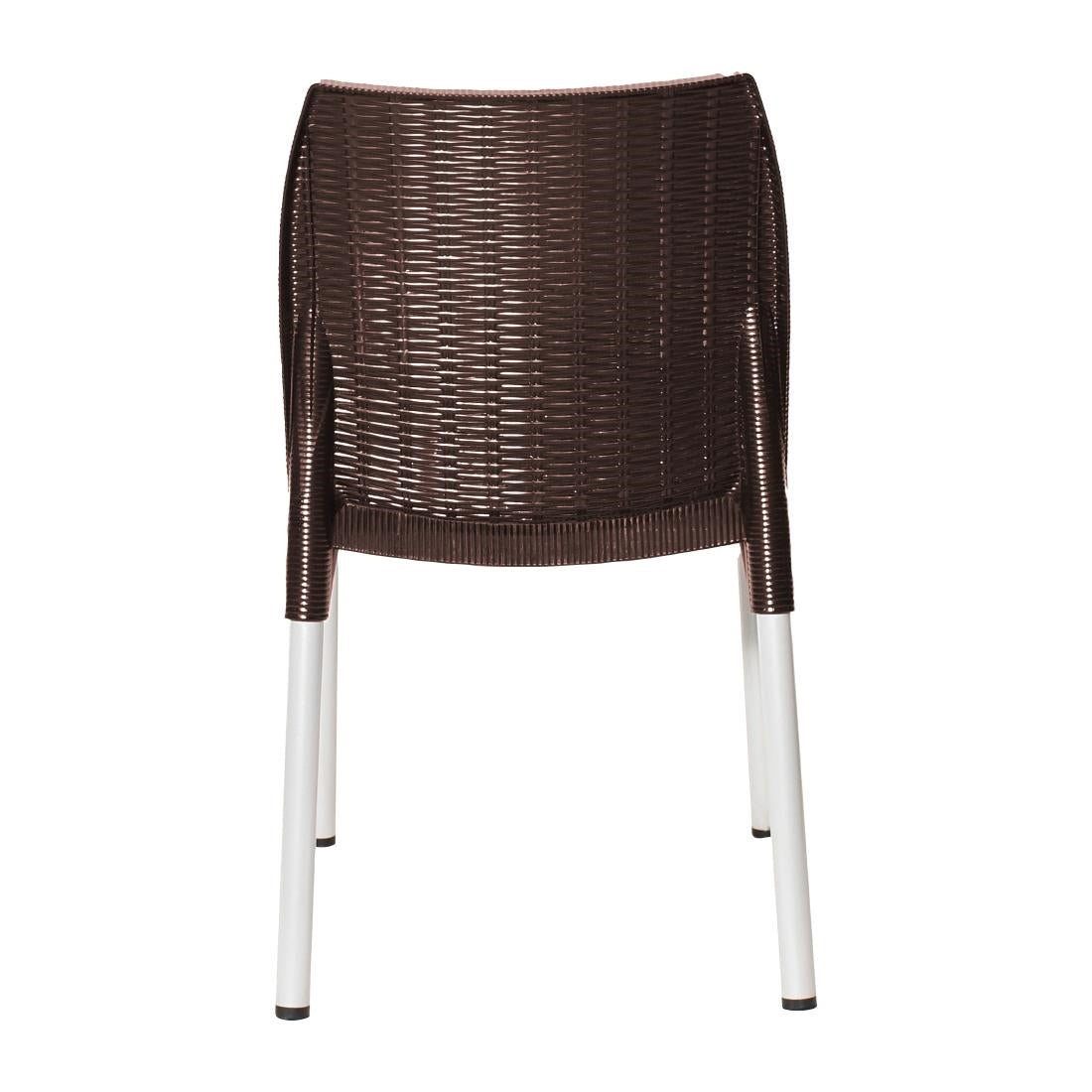Bolero Elements Polypropylene Rattan Side Chairs Dark Brown (4 Pack)