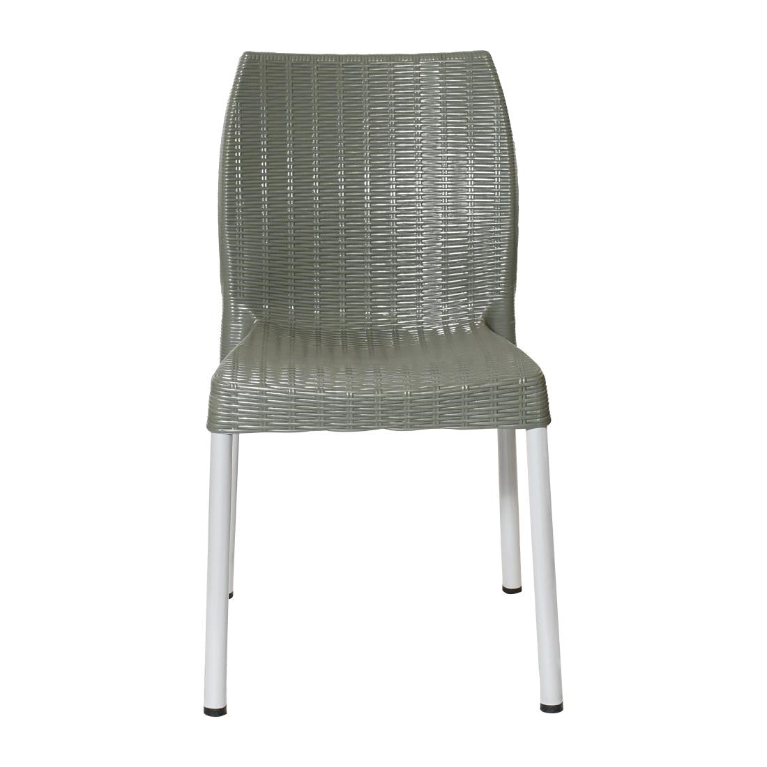 Bolero Elements Polypropylene Rattan Side Chairs Olive Green (4 Pack)