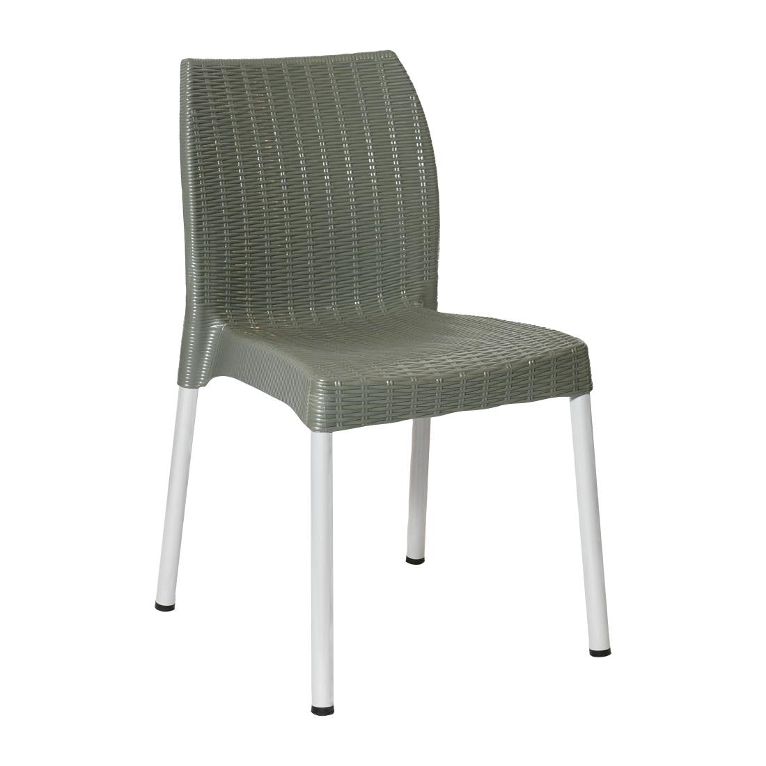 Bolero Elements Polypropylene Rattan Side Chairs Olive Green (4 Pack)