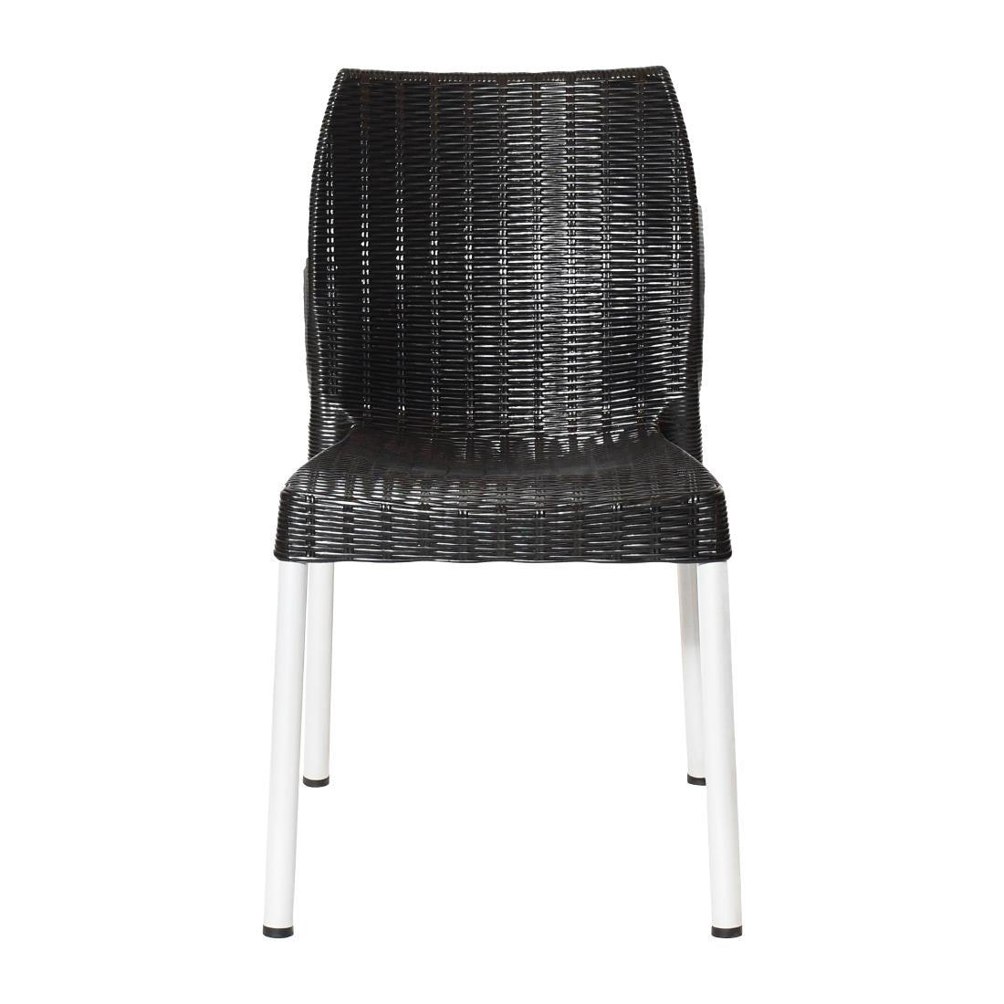 Bolero Elements Polypropylene Rattan Side Chairs Black (4 Pack)