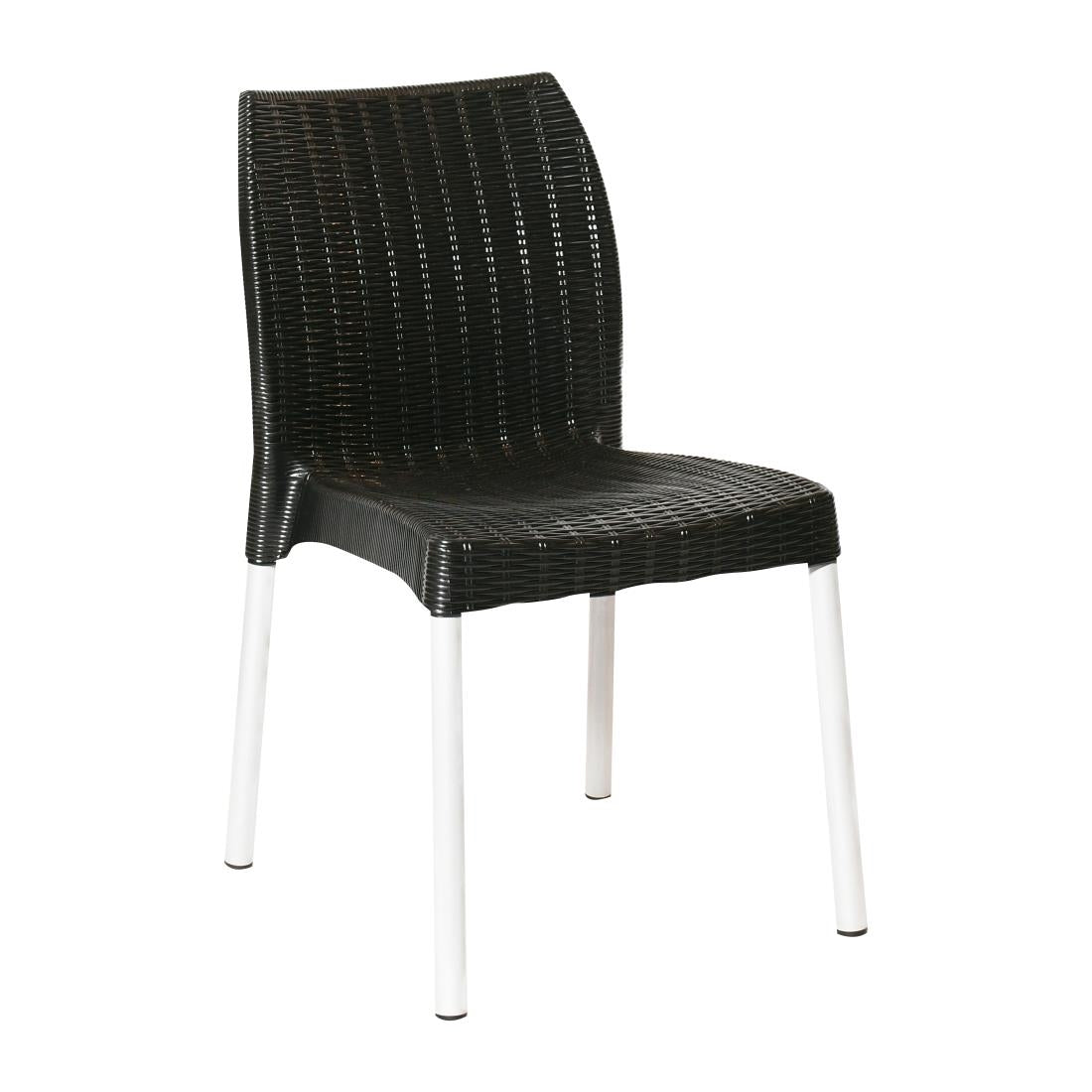 Bolero Elements Polypropylene Rattan Side Chairs Black (4 Pack)