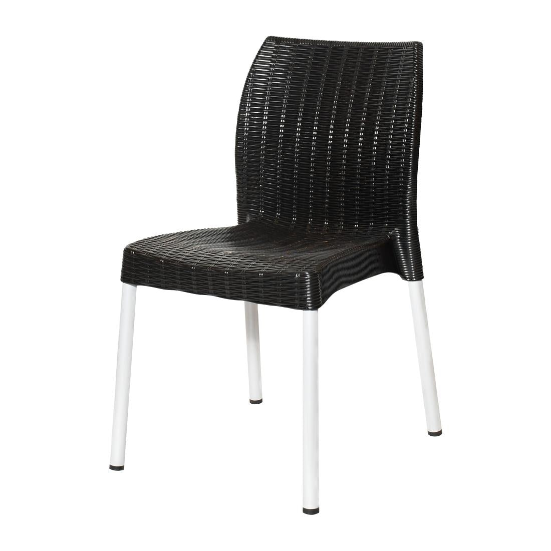 Bolero Elements Polypropylene Rattan Side Chairs Black (4 Pack)